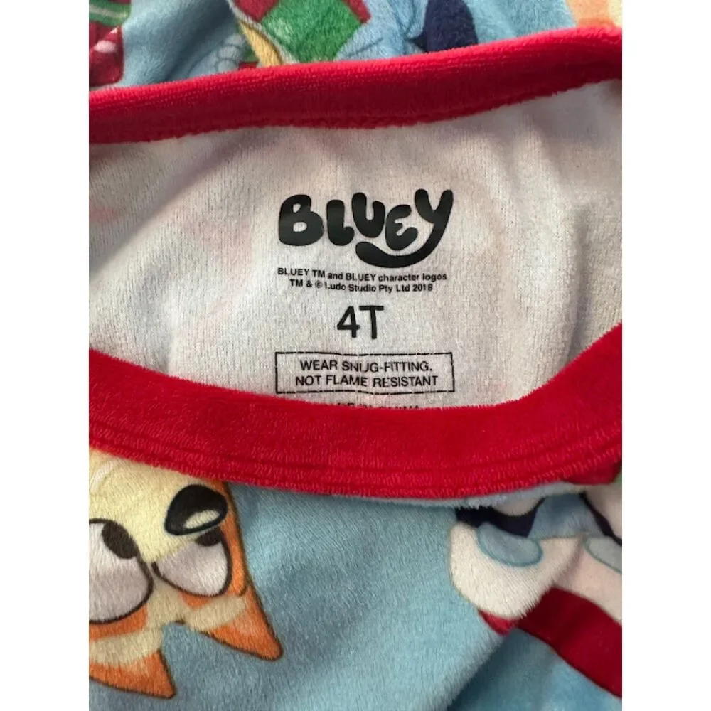 Bluey Boys Girls 4T Christmas Pajama Set Bingo Holiday Long Sleeve Pants PJs